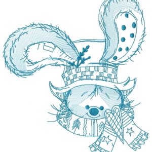 Bunny with stylish top hat 2 embroidery design