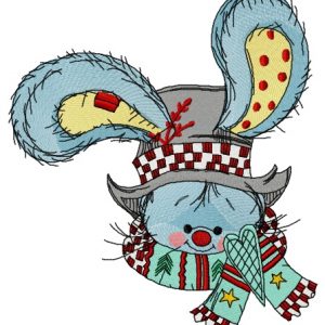 Bunny with stylish top hat embroidery design