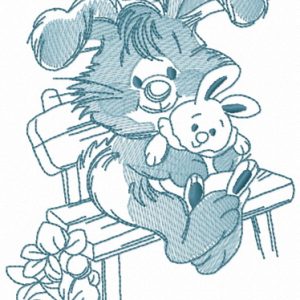 Bunny with toy bunny 3 embroidery design