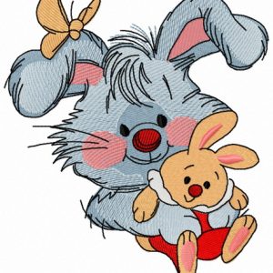 Bunny with toy bunny 4 embroidery design