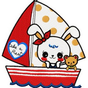 Bunny's boat trip 2 embroidery design