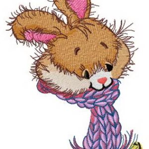 Bunny's scarf in Christmas style embroidery design