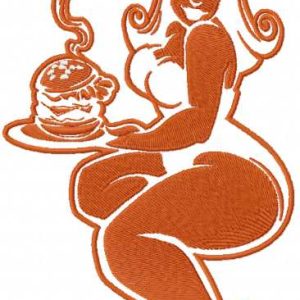 Burger girl embroidery design