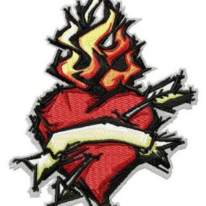 Burning heart embroidery design
