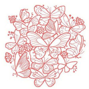Butterflies and field flowers embroidery design