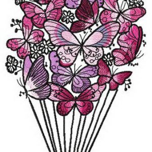 Butterfly hot air balloon embroidery design