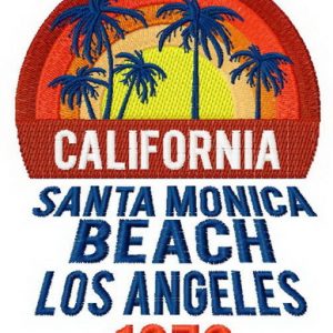 California Santa Monica beach embroidery design