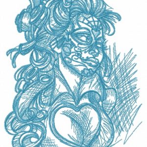 Captive girl sketch embroidery design