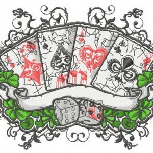 Cards and dices embroidery design