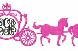 Carriage with horses embroidery design