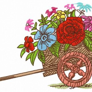 Cart with flowers embroidery design