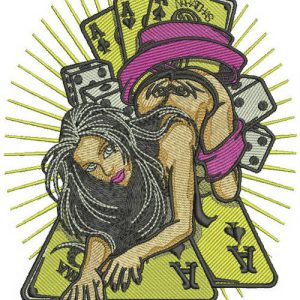 Casino witch embroidery design