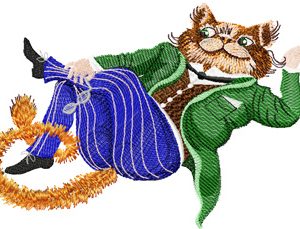 Glamour cat embroidery design