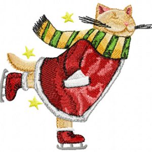 Cat skating  embroidery design