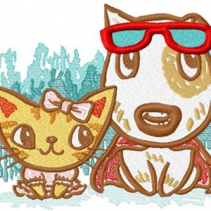Puppy and kitty carnival embroidery design