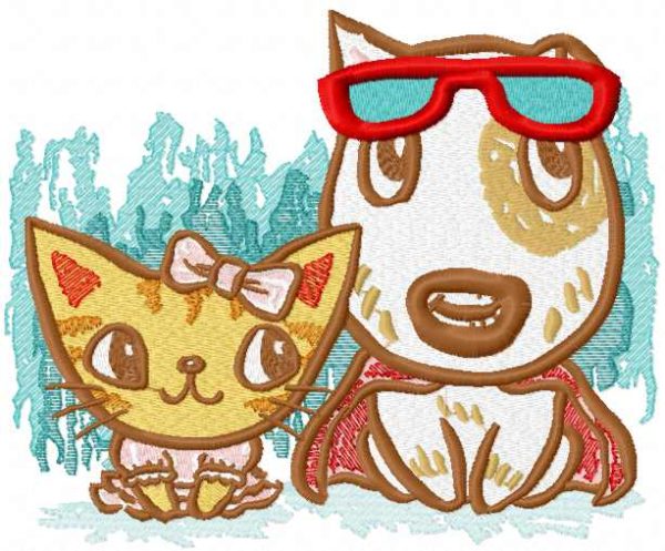 Puppy and kitty carnival embroidery design