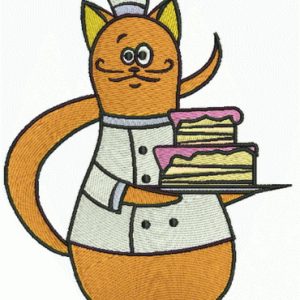 Cat chef embroidery design