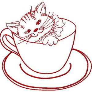 Cat in cup 2 embroidery design