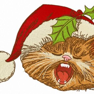 Cat sings Christmas carols 3 embroidery design