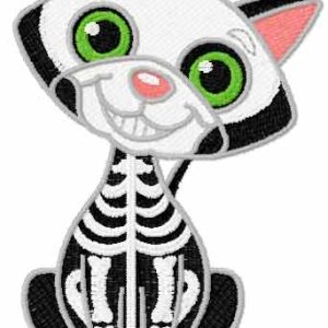 Cat skeleton embroidery design