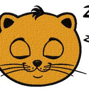 Cat sleepy face embroidery design