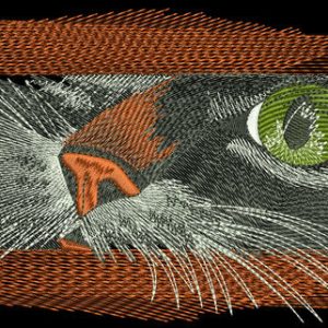 Cat spying embroidery design