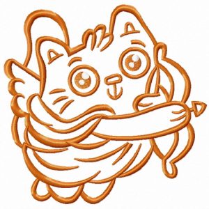 Cat the cupid embroidery design