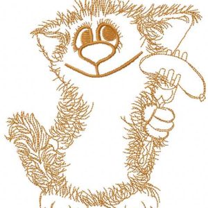 Cat with sausage embroidery design