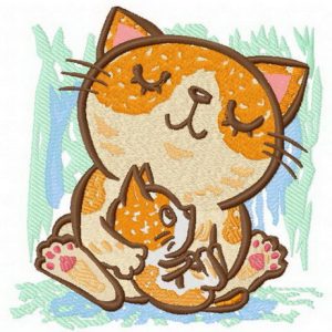 Cat's family embroidery design