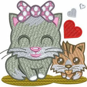 Cat's family embroidery design
