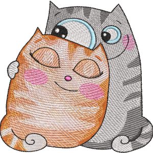 Cat's love family embroidery design