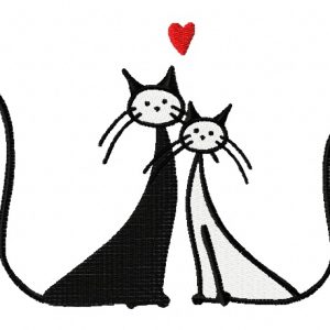 Cat's love embroidery design