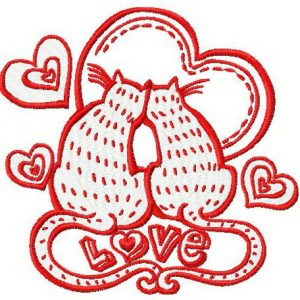 Cat's love embroidery design