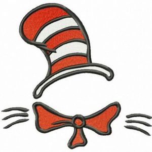 Cat's striped hat embroidery design
