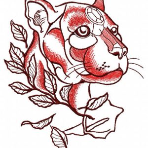 Cautious predator embroidery design