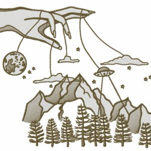 Celestial marionettes embroidery design