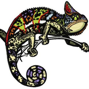 Chameleon embroidery design
