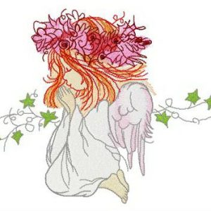 Charming young girl embroidery design