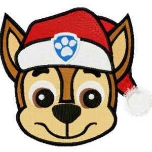 Chase in Santa hat embroidery design