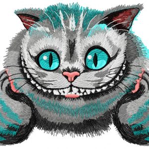Mischievous Cheshire Cat embroidery design