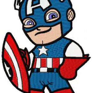 Chibi Captain America embroidery design