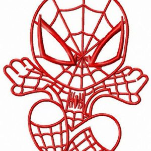Chibi Spiderman attacks embroidery design