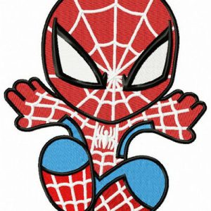 Chibi Spiderman attacks embroidery design