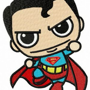 Chibi superman attacks embroidery design