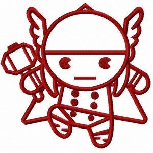 Chibi Thor attacks embroidery design