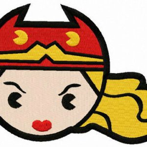 Chibi Wonder Woman head embroidery design