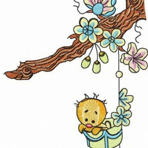 Chick in trouble embroidery design