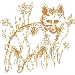 Children's fox drawing embroidery design