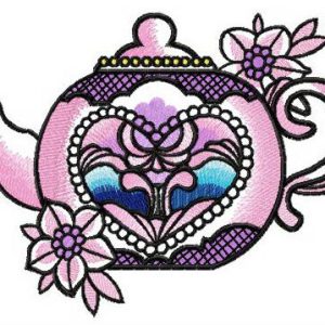 Chinese porcelain teapot embroidery design