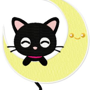 Chococat and moon embroidery design